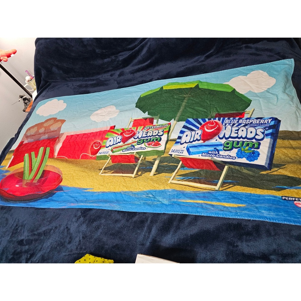 Airheads Gum Beach Towel Blue Raspberry Watermelon Candy Promo Pro Towels 58x29